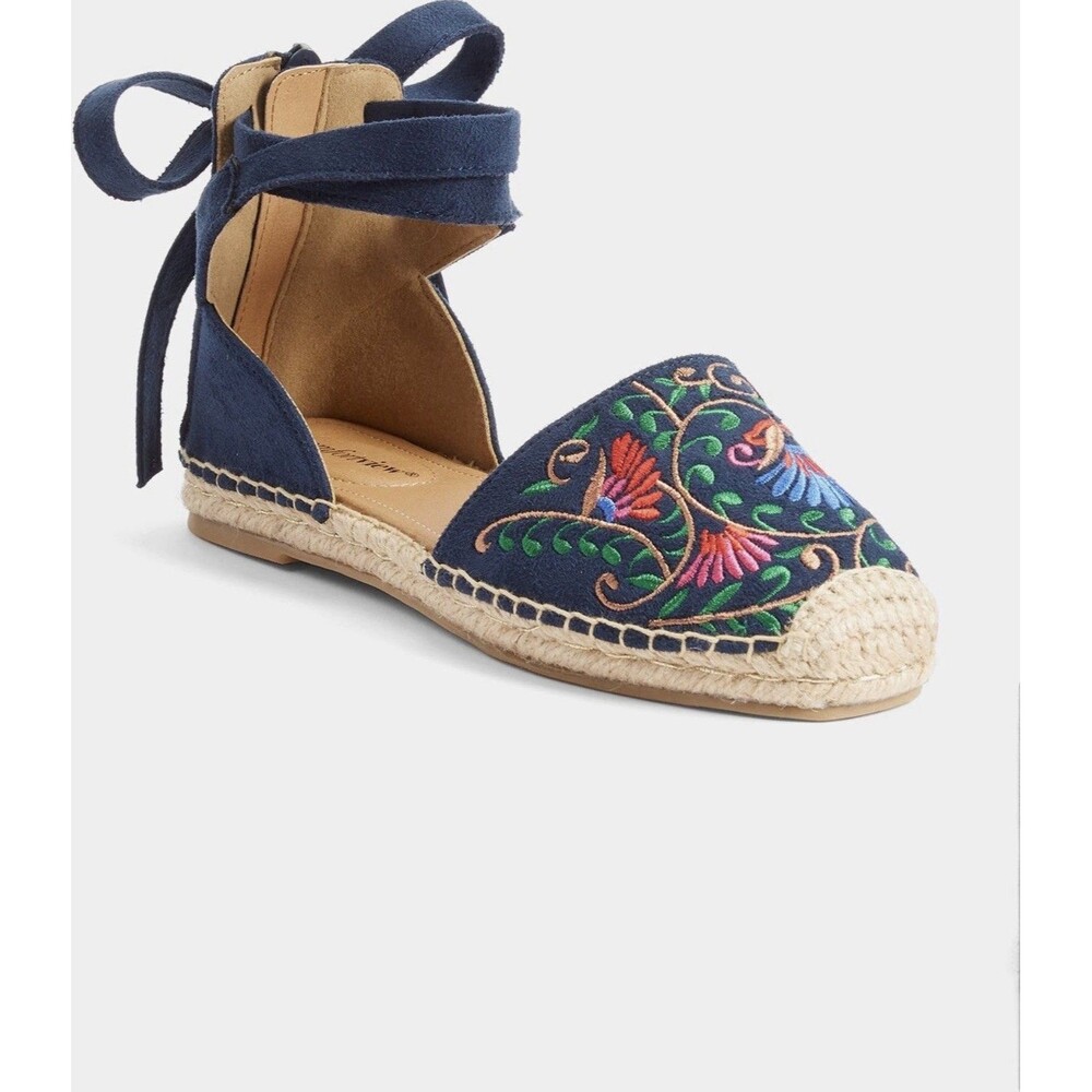 COMFORT VIEW Women's Size 10.5 WW  The Shayla Flat Espadrille Embroidered Navy